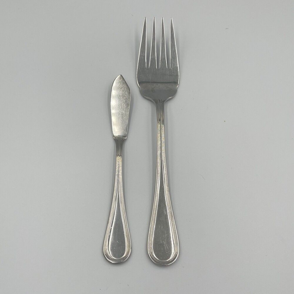 Cuisinart Stratford Glossy 18/10 Stainless Cold Meat Fork Flat Butter Knife Lot